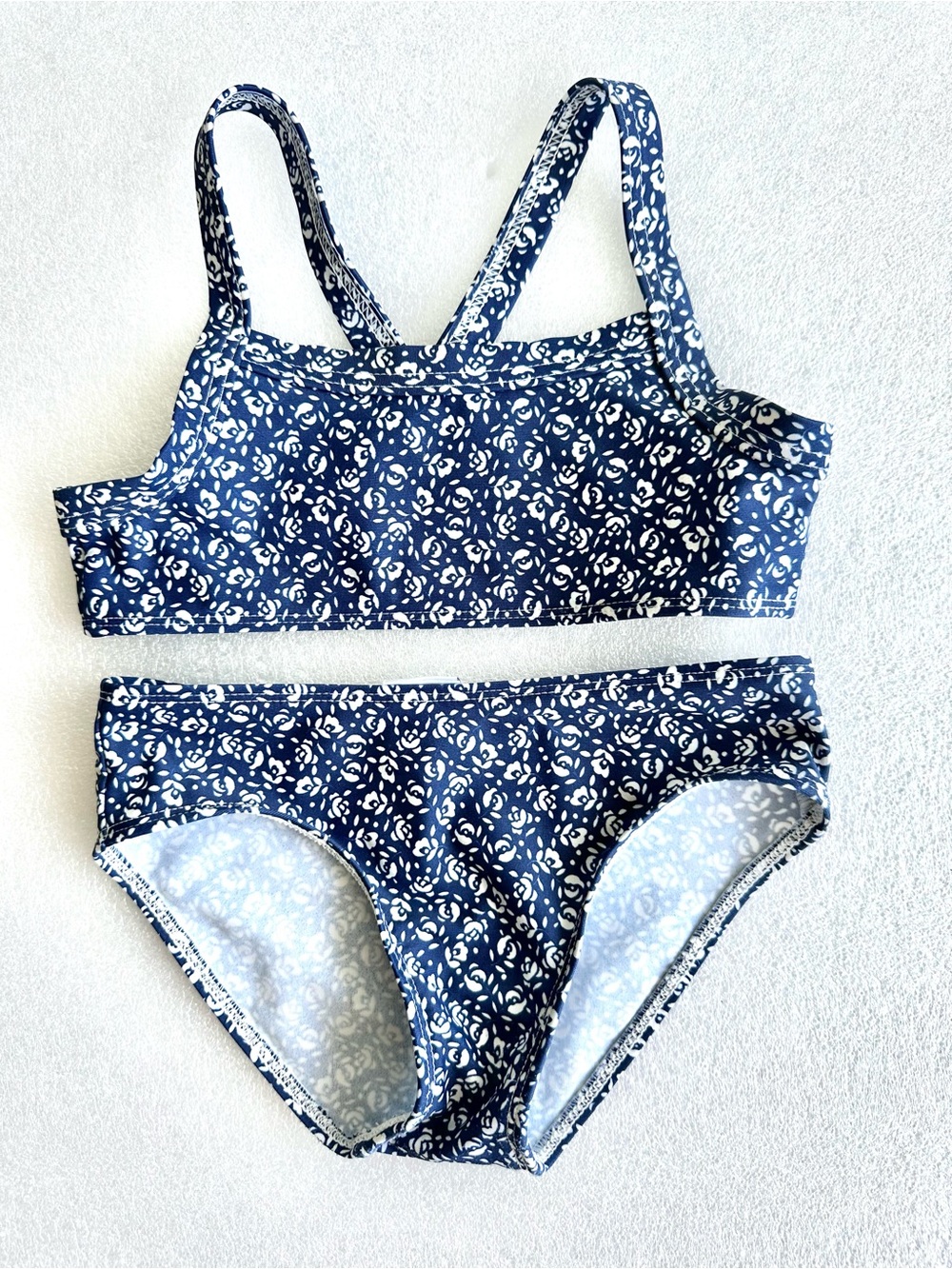 NWOT Petit Bateau Navy and White Floral Bikini Set